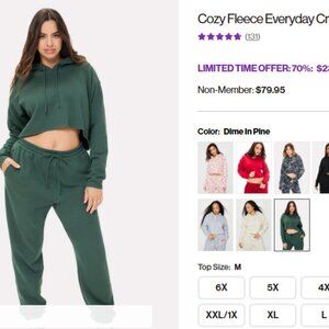 Yitty Cozy Fleece Everyday Cropped Hoodie in Pine *M*